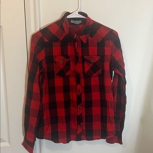 dELiA*s Red and Black Plaid Top